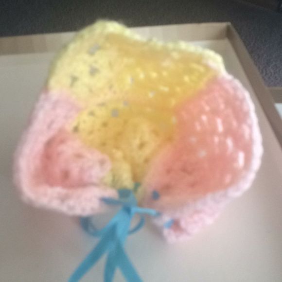 Handmade infant to six months baby bonnet. Bundle item only - Picture 2 of 3